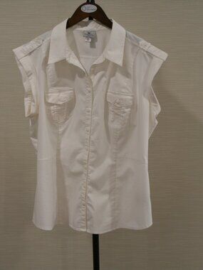 Worthington White sleeveless button-down blouse Size XL